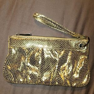 Metallic gold wristlet